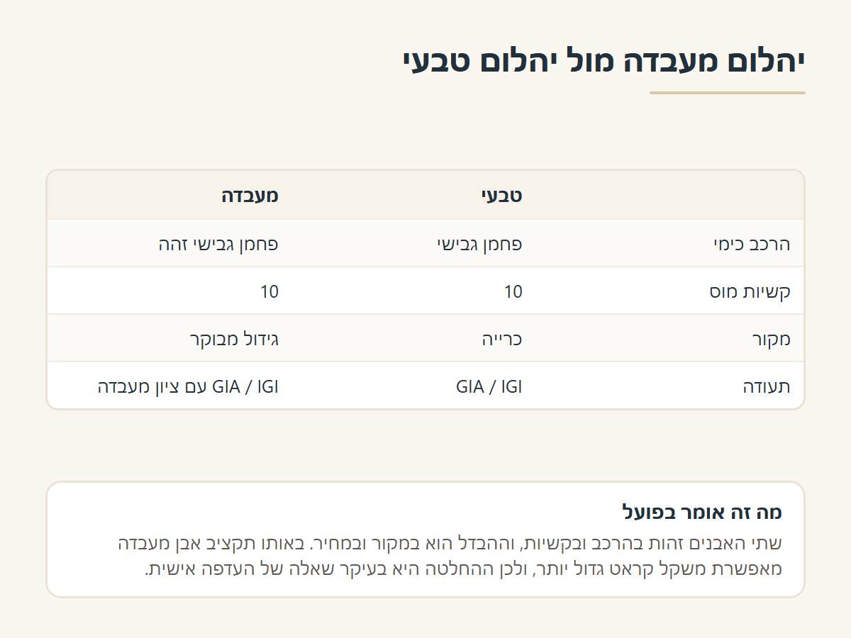 יהלום מעבדה מול יהלום טבעי