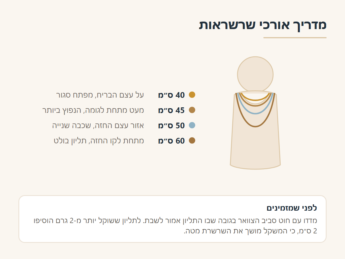 מדריך אורכי שרשראות מ-40 עד 60 סנטימטר