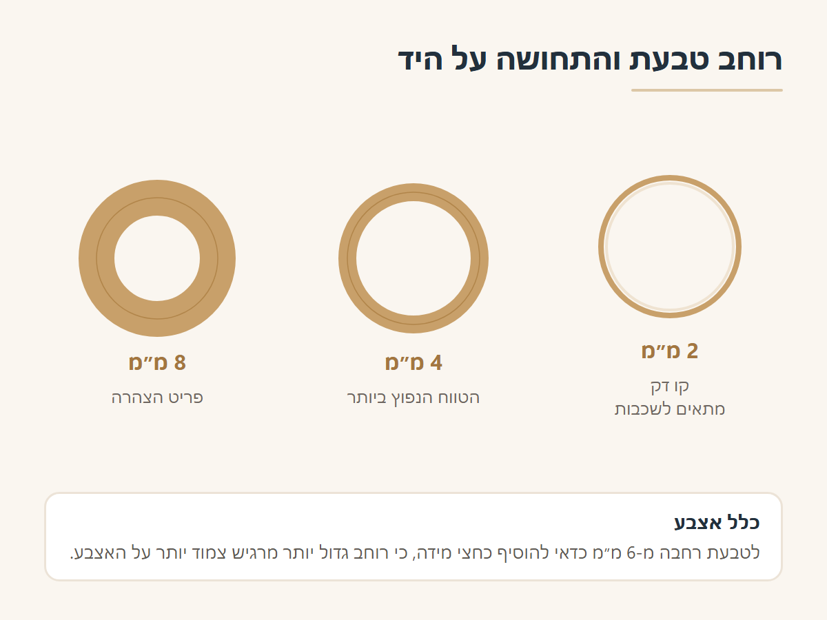 השוואת רוחב טבעת 2, 4 ו-8 מילימטר