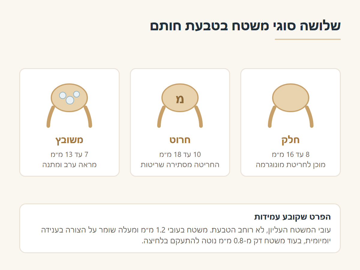 שלושה סוגי משטח בטבעת חותם