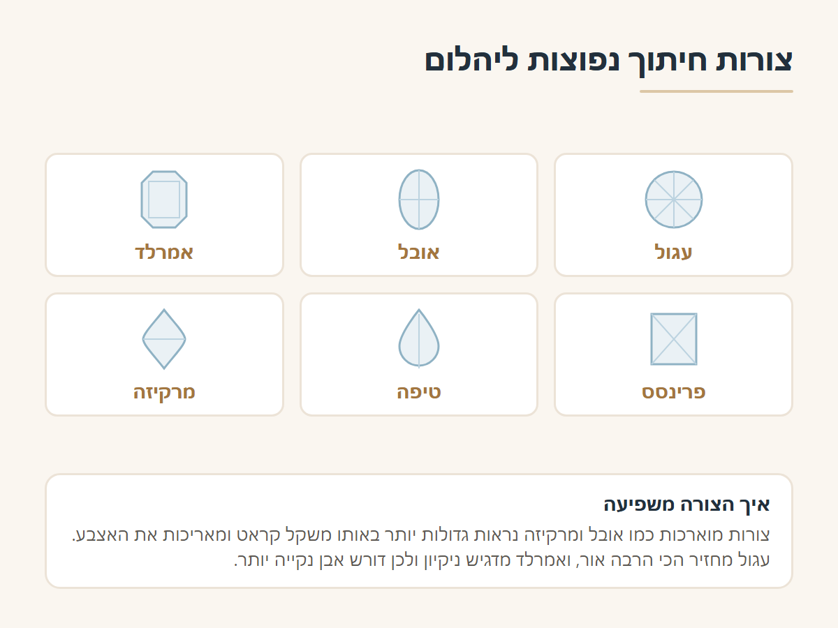 צורות חיתוך נפוצות ליהלום